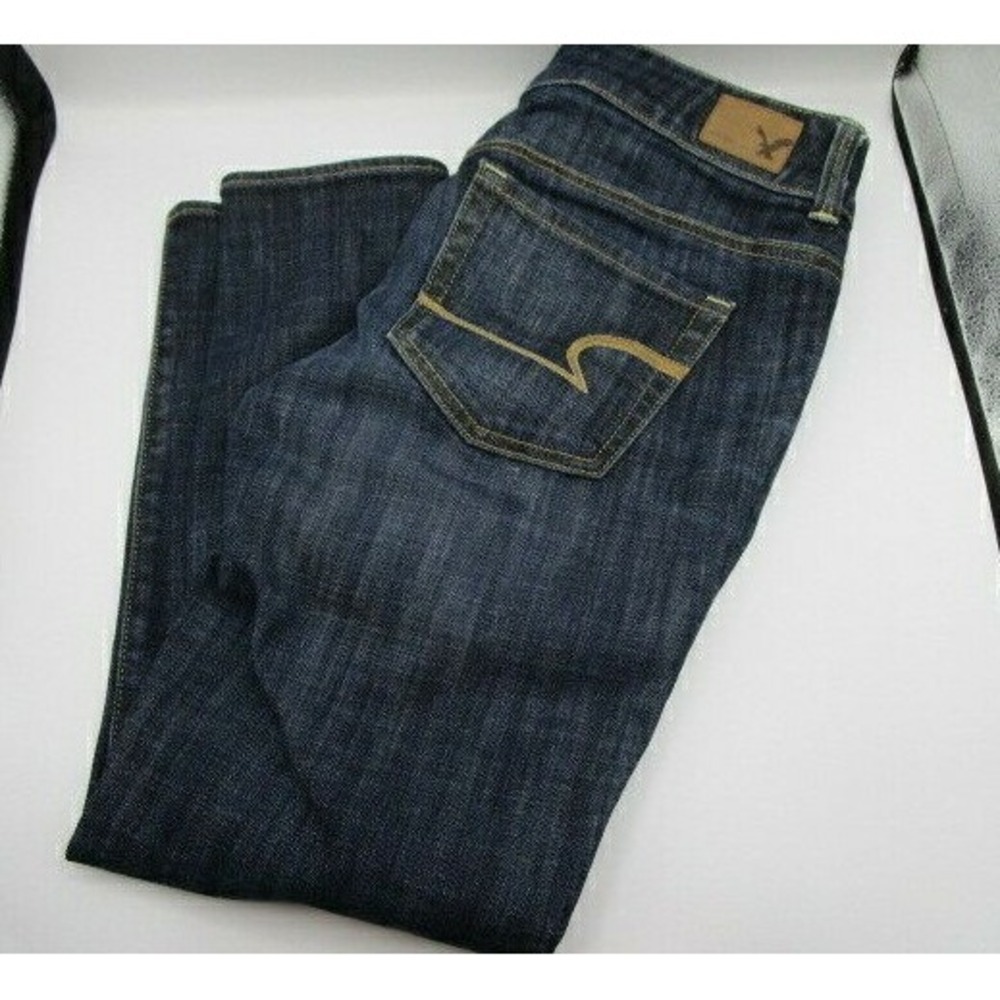 American Eagle Jeans Women's Artist Crop Stretch Size 4 Regular Dark Wash 30X32